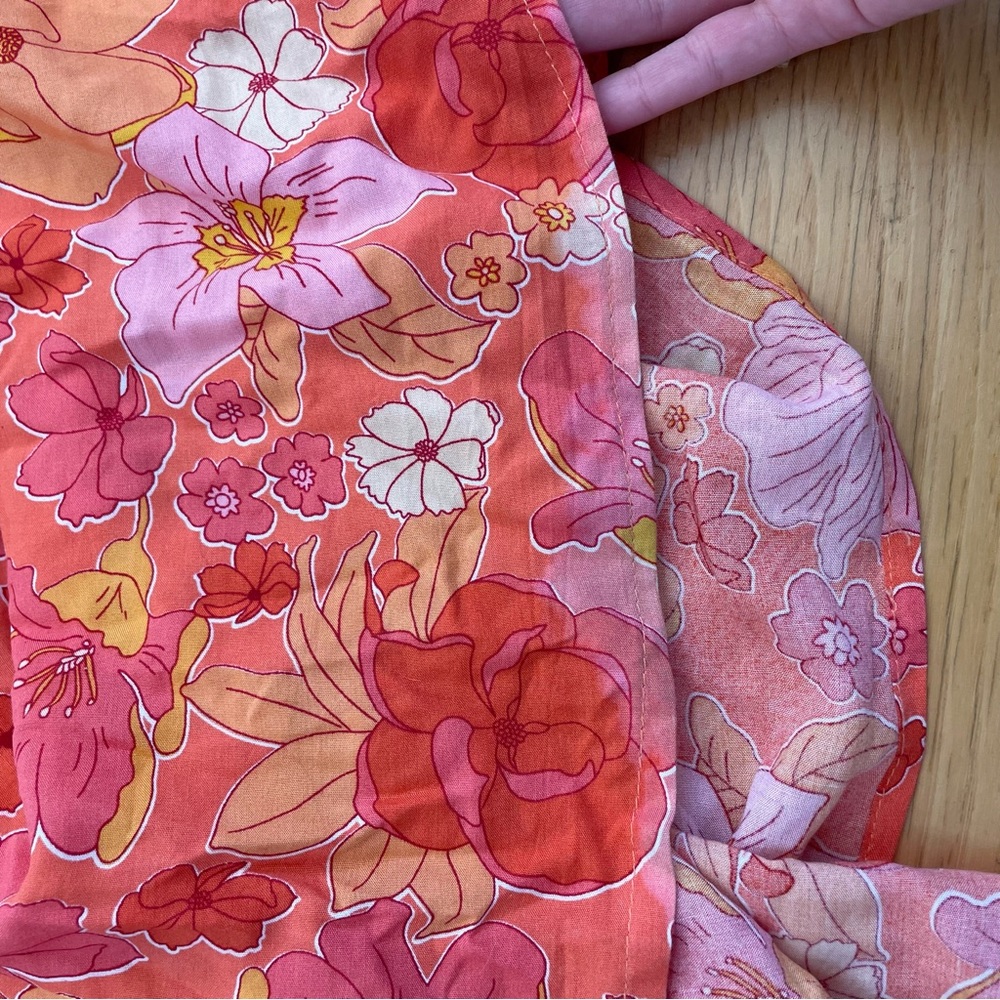 Abel the Label Off The Shoulder Ruffle Maxi Dress Pink Orange Floral Size Small - Picture 10 of 10